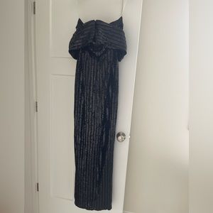 Miss maxi black shine off shoulder prom dress